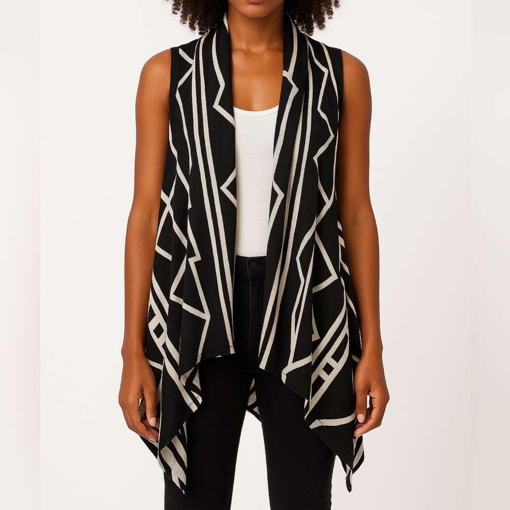 Black and Cream Soft Drapey Vest